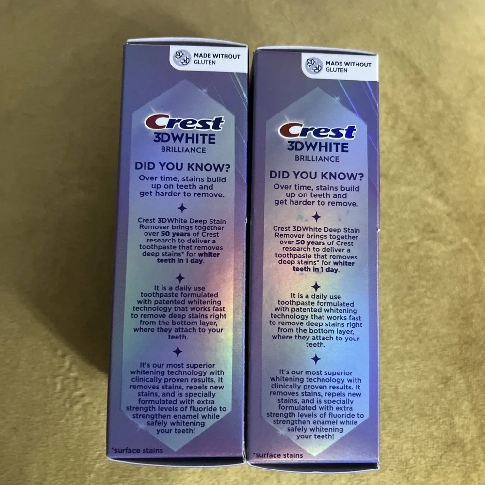 Crest 3D White Brilliance Deep Stain Remover Toothpaste Dazzling Mint 2.1oz 2pk